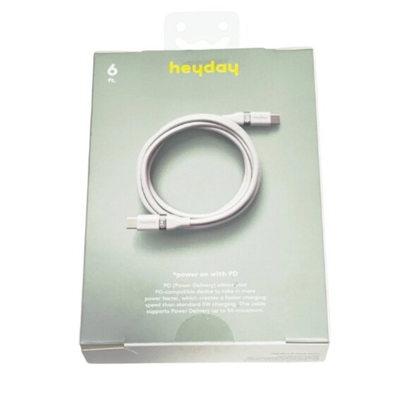 Heyday White 6' USB-C to USB-C Fast Charging Silicone Cable | Stocking Stuffer - Picture 5 of 5